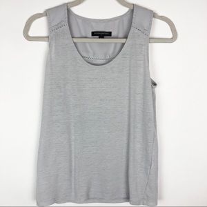 Banana Republic Linen Blend Silver Sleeveless Blouse Tank